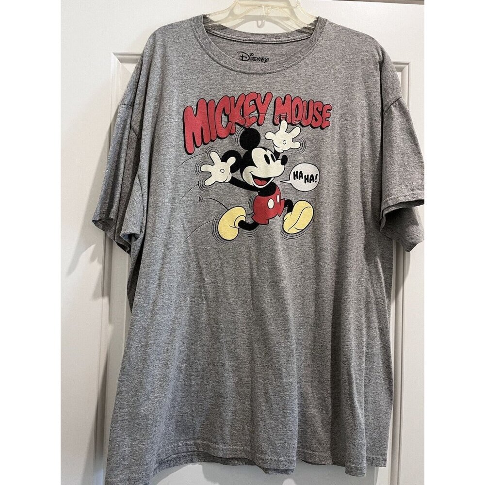 Disney Mickey Mouse Short Sleeve T-Shirt Unisex Size Large Grey casual cotton